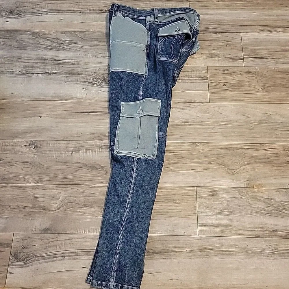 Vintage Jordache Jeans Mens 30 Blue Denim Y2K Skater Two Tone Cargo Straight‎